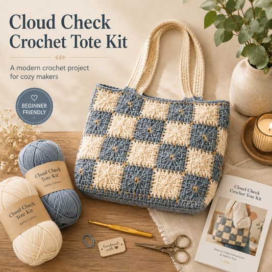 Cloud Check Crochet Tote Kit
