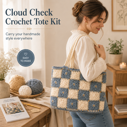 Cloud Check Crochet Tote Kit