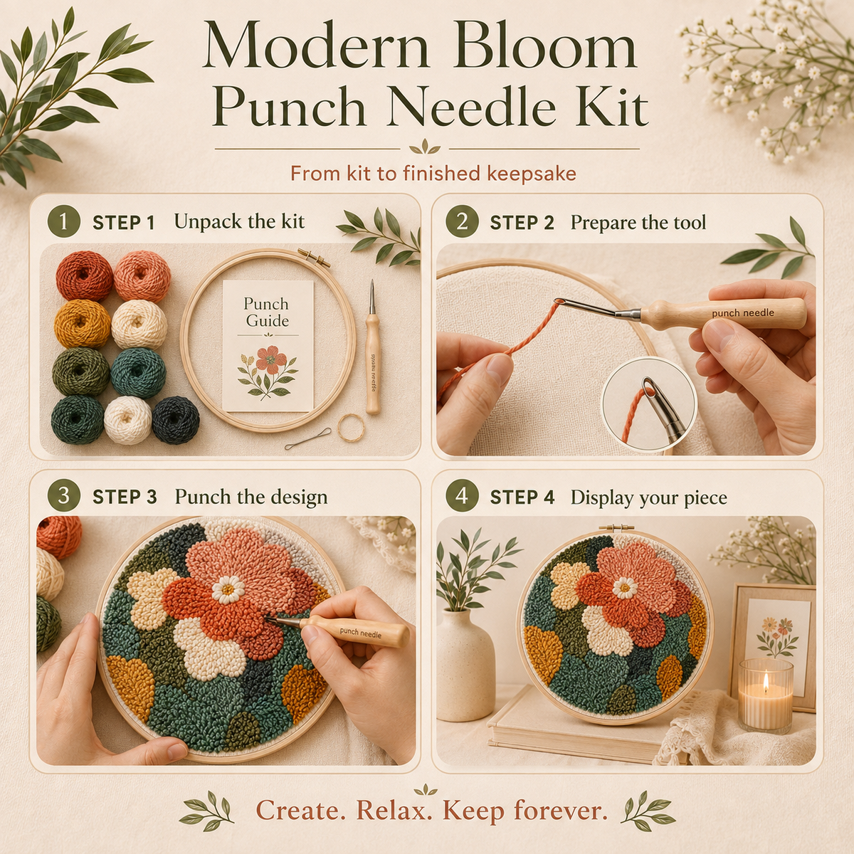 Modern Bloom Punch Needle Kit