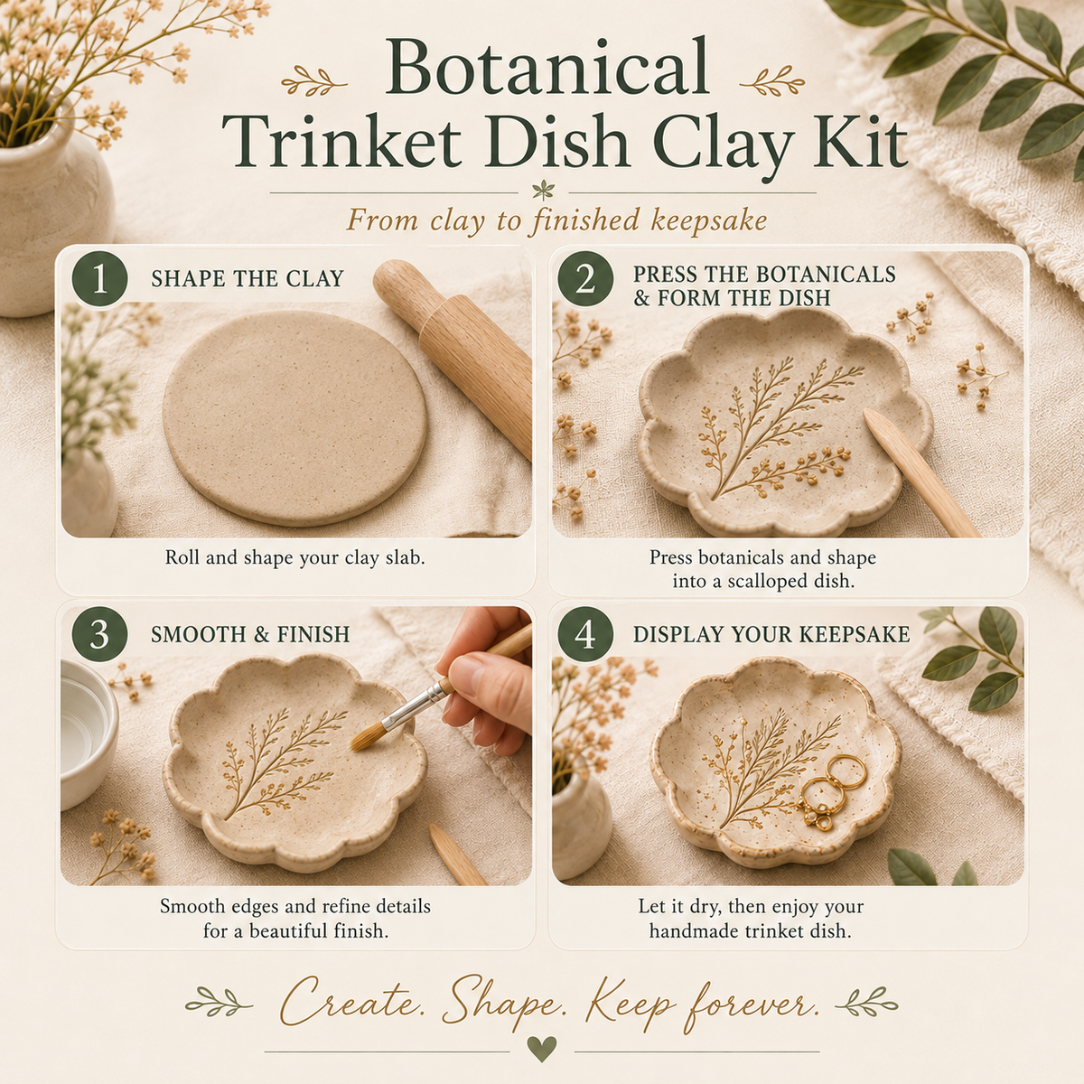 Botanical Trinket Dish Clay Kit