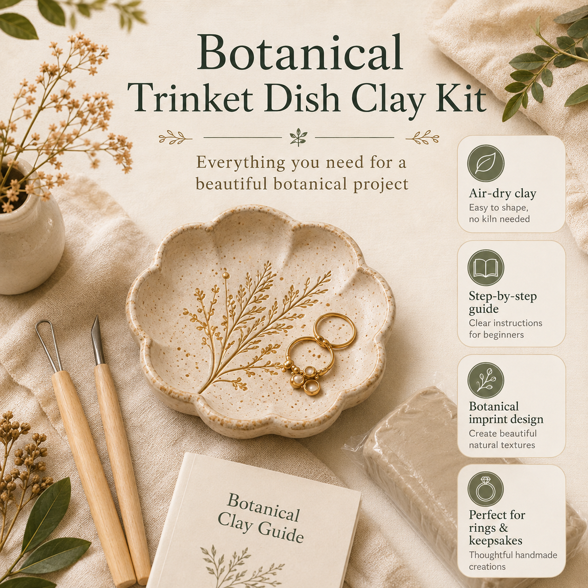 Botanical Trinket Dish Clay Kit