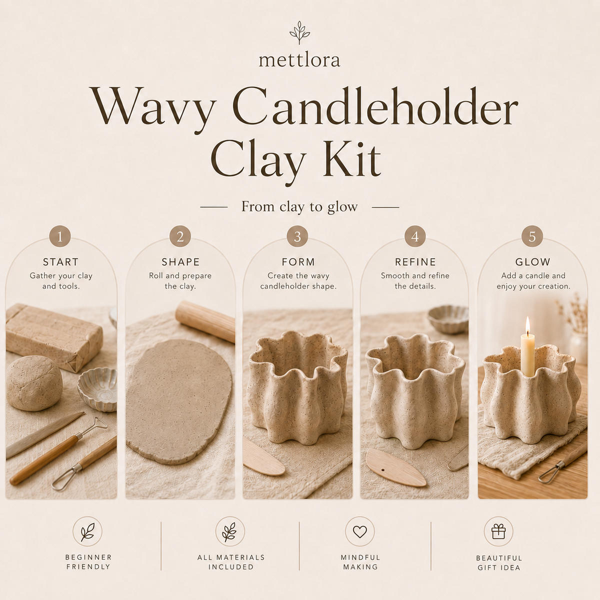 Wavy Candleholder Clay Kit